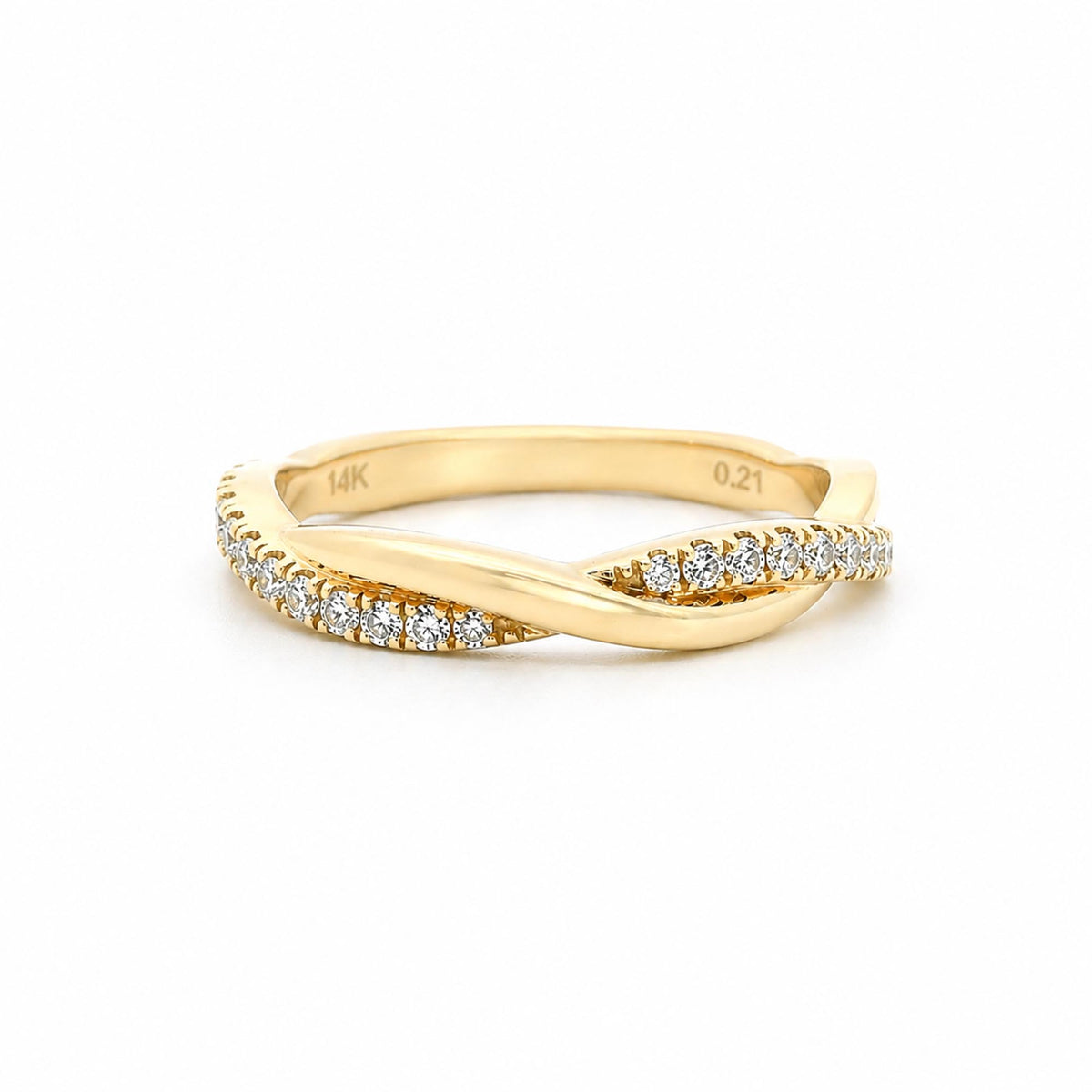 14K Yellow Gold 0.21cttw. Diamond Twist Fashion Ring