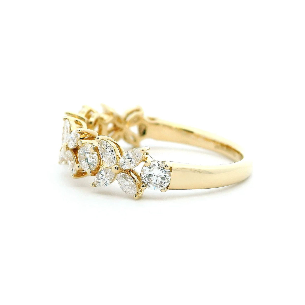 14K Yellow Gold 0.95cttw. Marquise & Round Diamond Butterfly Fashion Ring