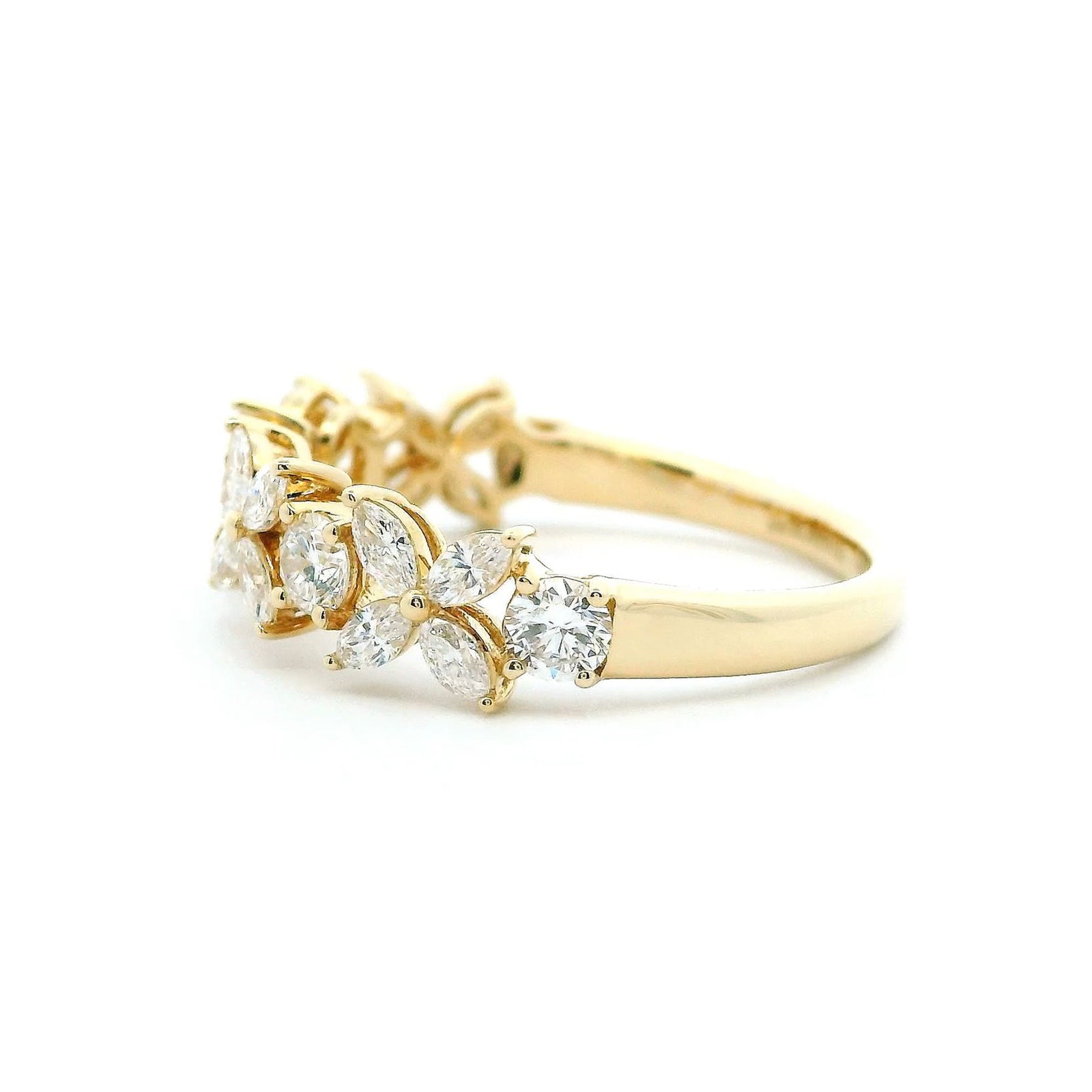 14K Yellow Gold 0.95cttw. Marquise & Round Diamond Butterfly Fashion Ring