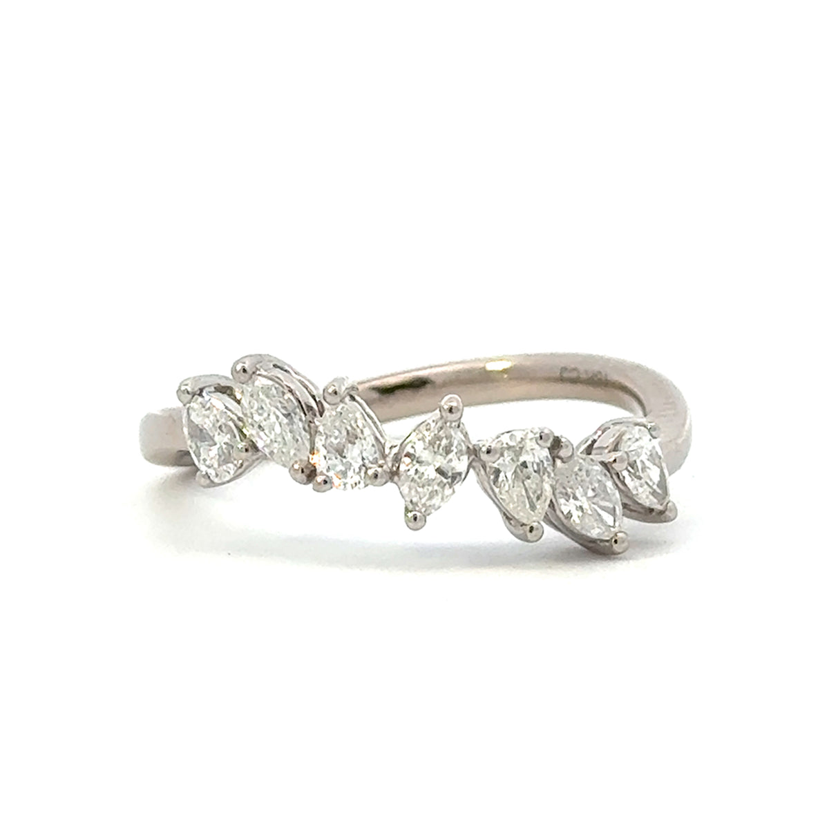 18K White Gold 0.57cttw. Pear &amp; Marquise Diamond Fashion Ring