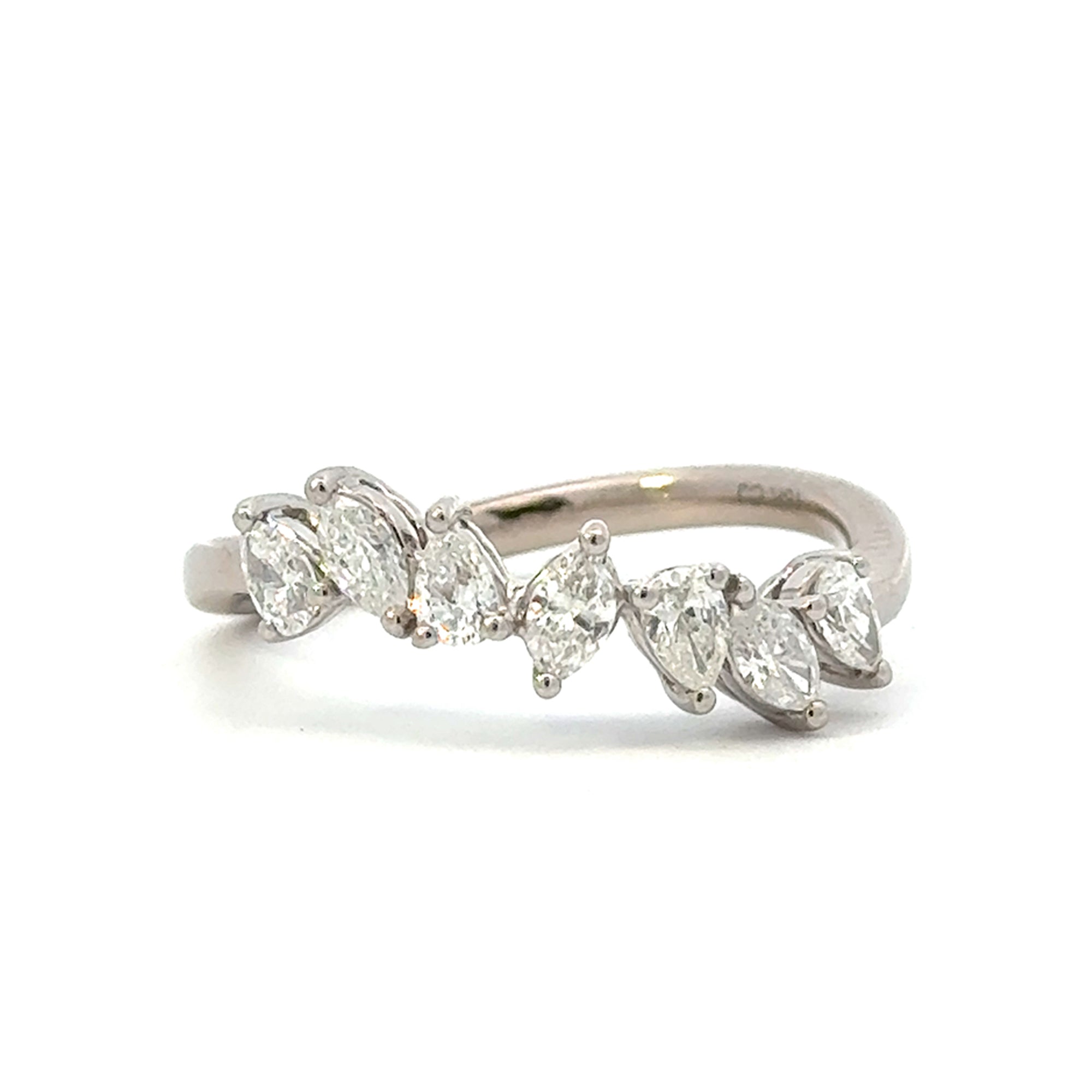 18K White Gold 0.57cttw. Pear & Marquise Diamond Fashion Ring