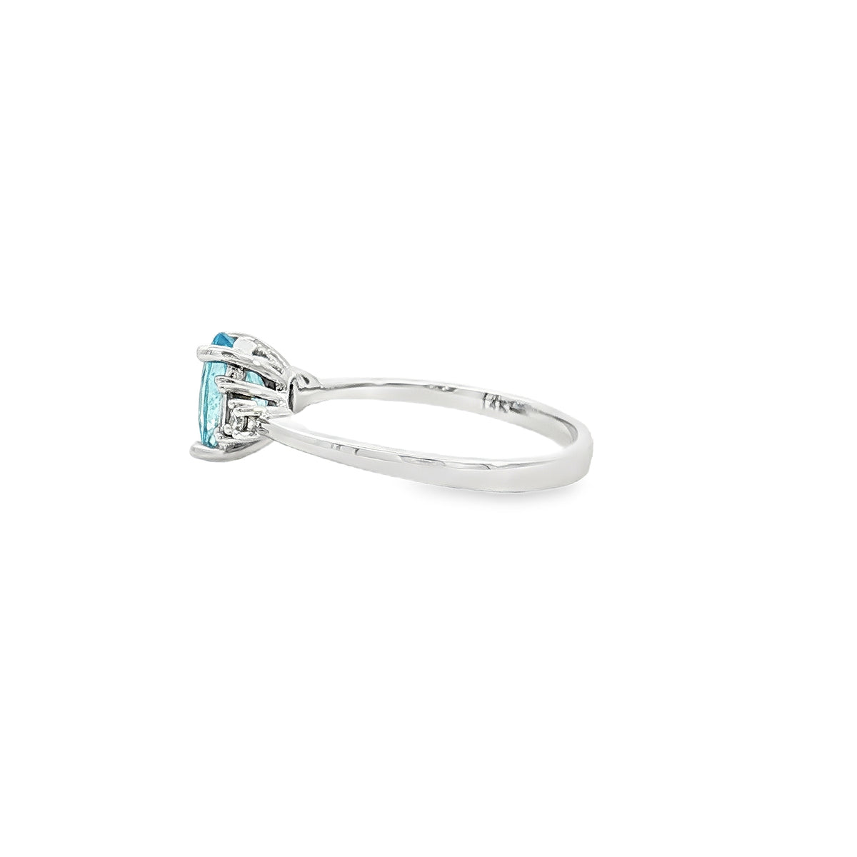 14K White Gold 1.03ct. Aquamarine &amp; Diamond Fashion Ring