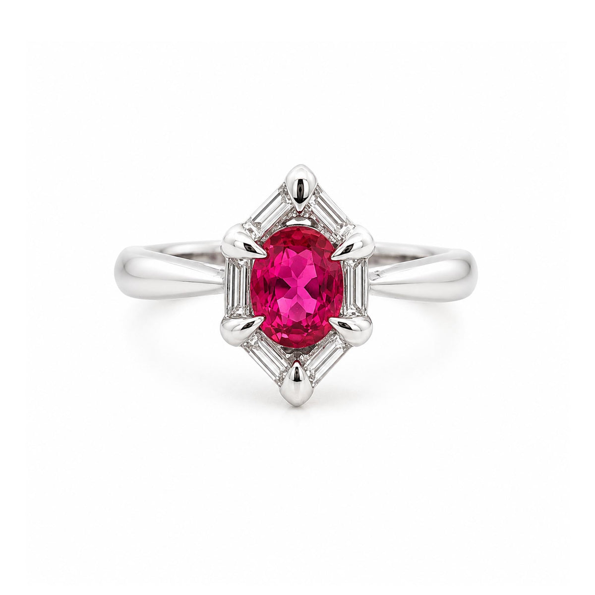 Platinum 0.72ct. Ruby &amp; Diamond Halo Fashion Ring