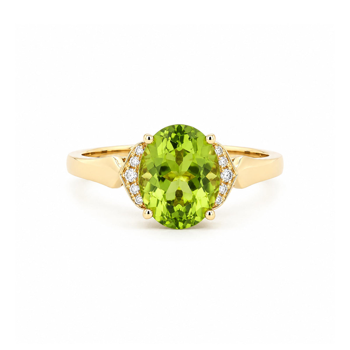 14K Yellow Gold 1.93ct. Peridot &amp; Diamond Fashion Ring