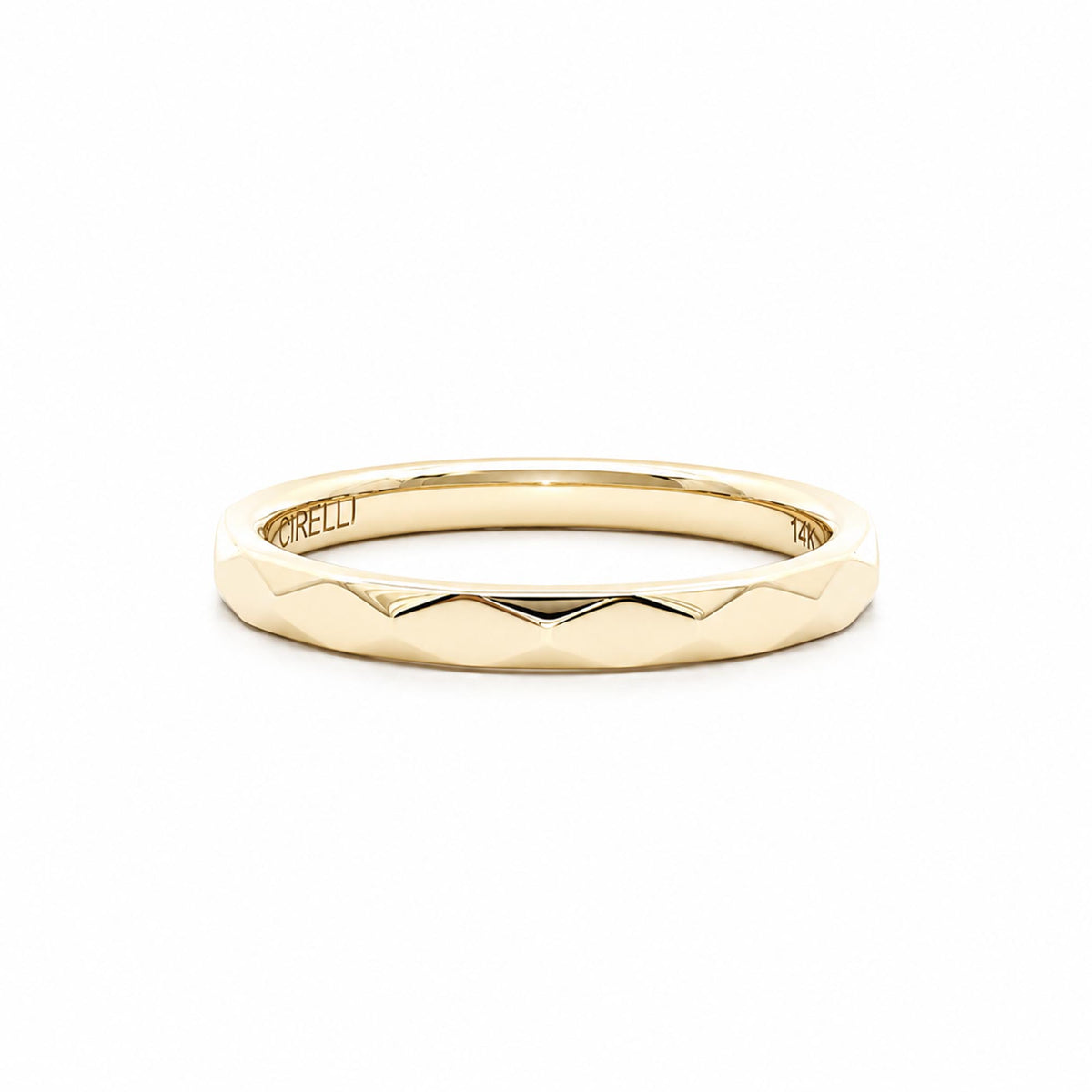 14K Yellow Gold Faceted Geometric Stackable Fashion Ring