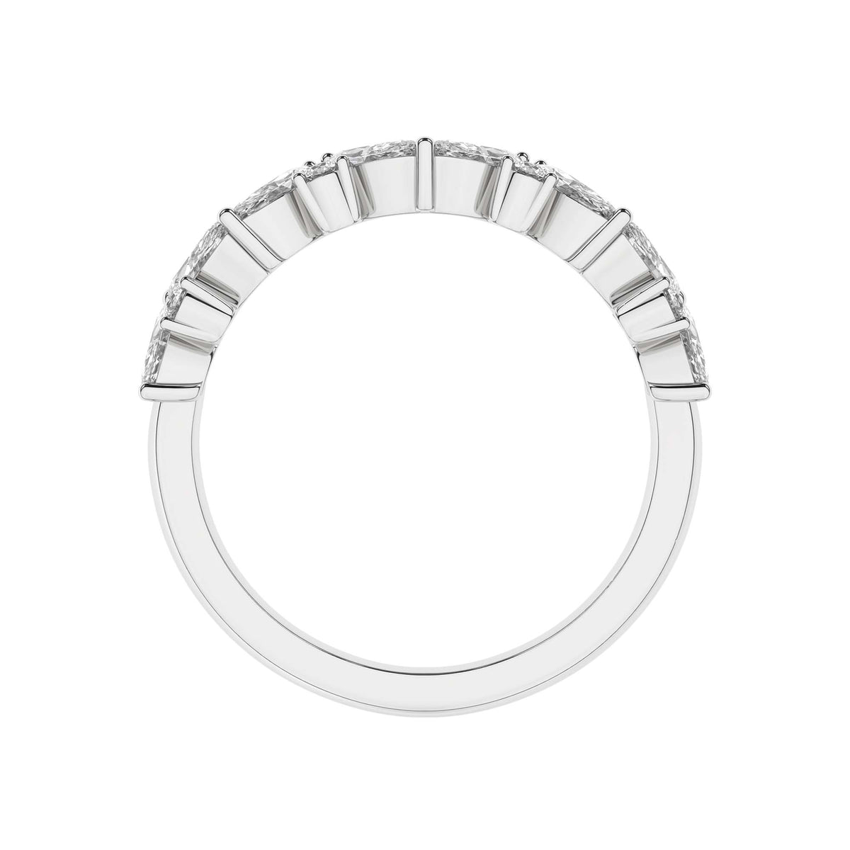 14K White Gold 1.00cttw. Marquise &amp; Round Lab Grown Diamond Fashion Ring