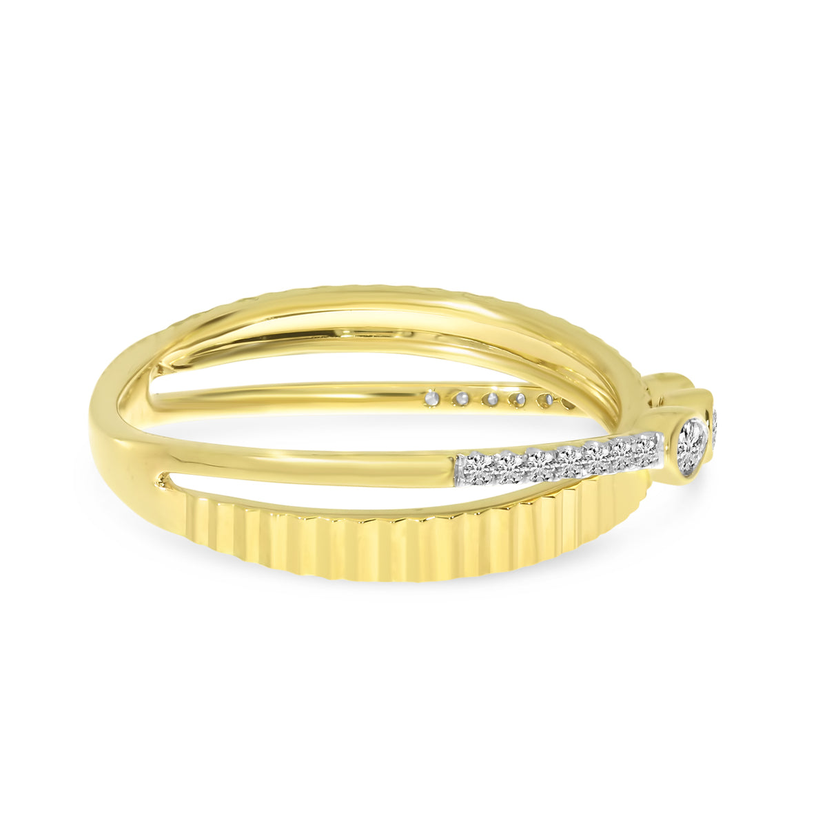 14K Yellow Gold 0.19cttw. Diamond Pear Crossover Fashion Ring