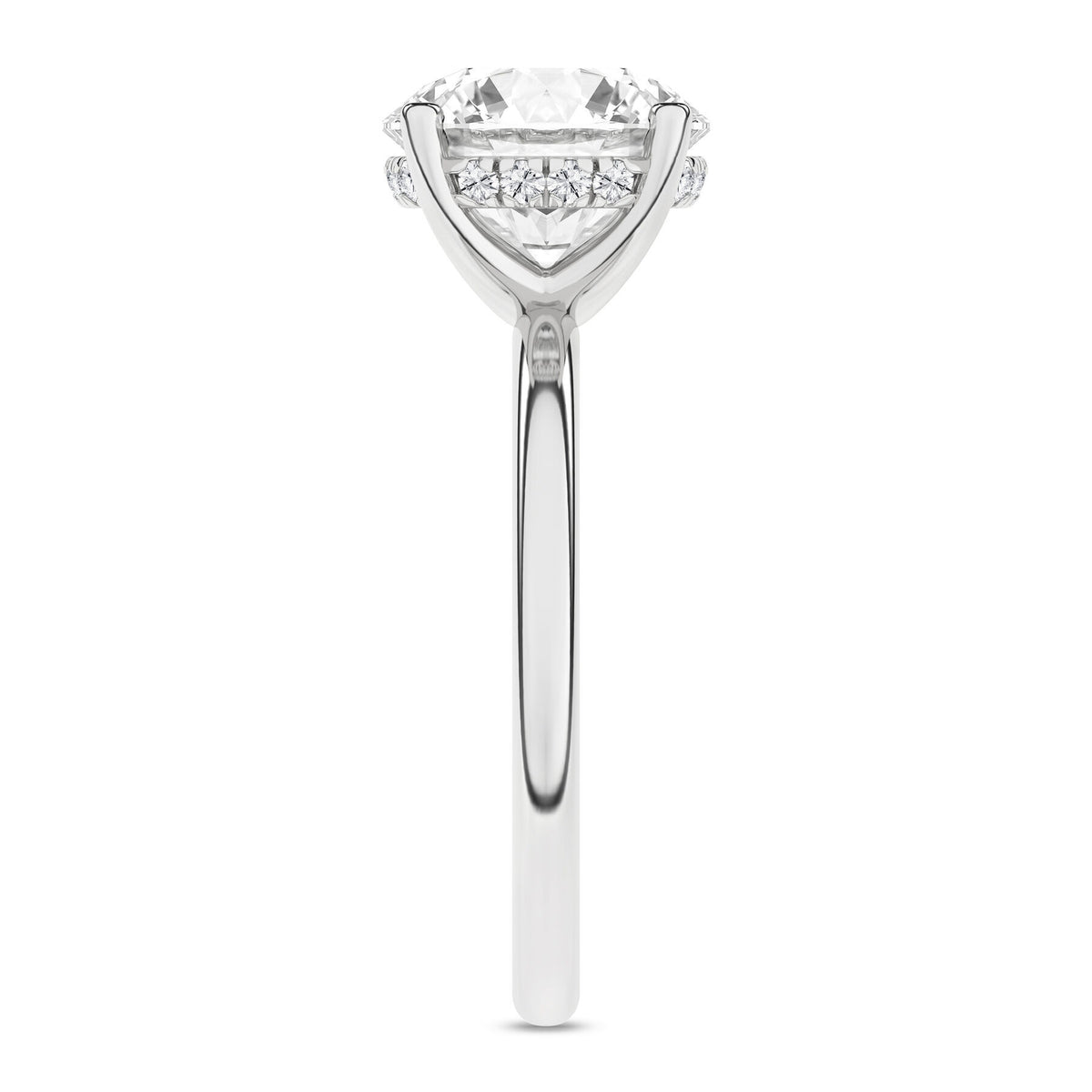 14K White Gold 2.60 Carat Round Brilliant Cut Lab Grown Diamond Solitaire Hidden Halo Engagement Ring