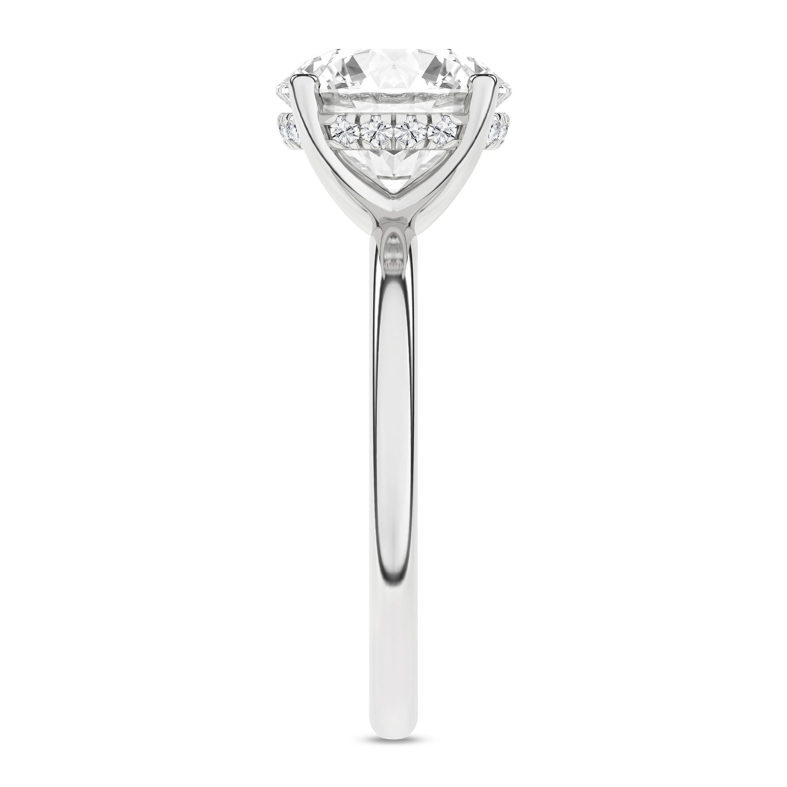 14K White Gold 2.60 Carat Round Brilliant Cut Lab Grown Diamond Solitaire Hidden Halo Engagement Ring