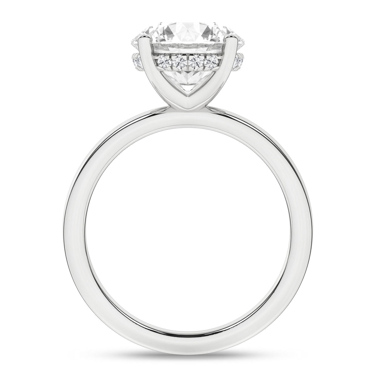 14K White Gold 2.60 Carat Round Brilliant Cut Lab Grown Diamond Solitaire Hidden Halo Engagement Ring