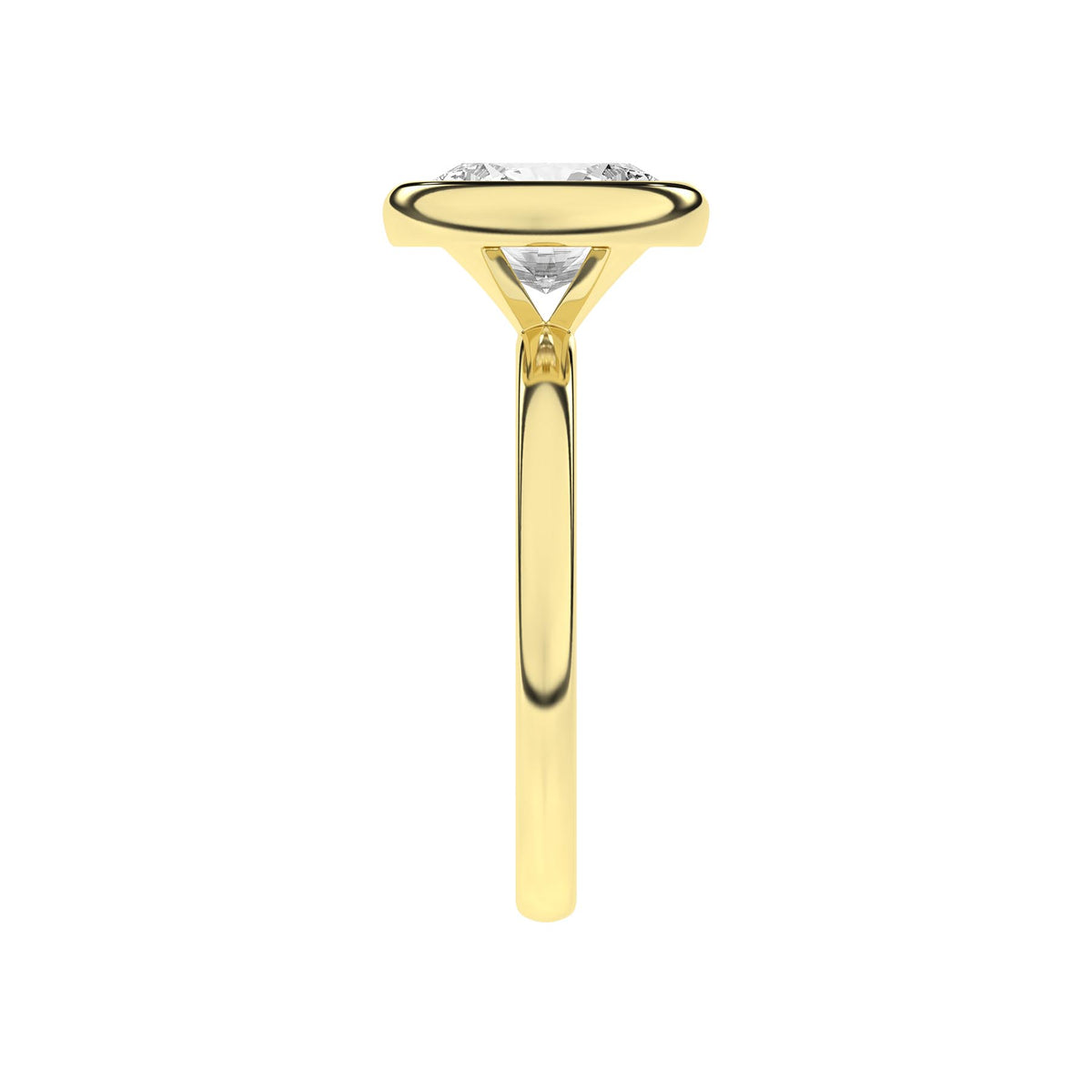 14K Yellow Gold 2.00 Carat Oval Brilliant Cut Lab Grown Diamond Bezel Set Solitaire Engagement Ring