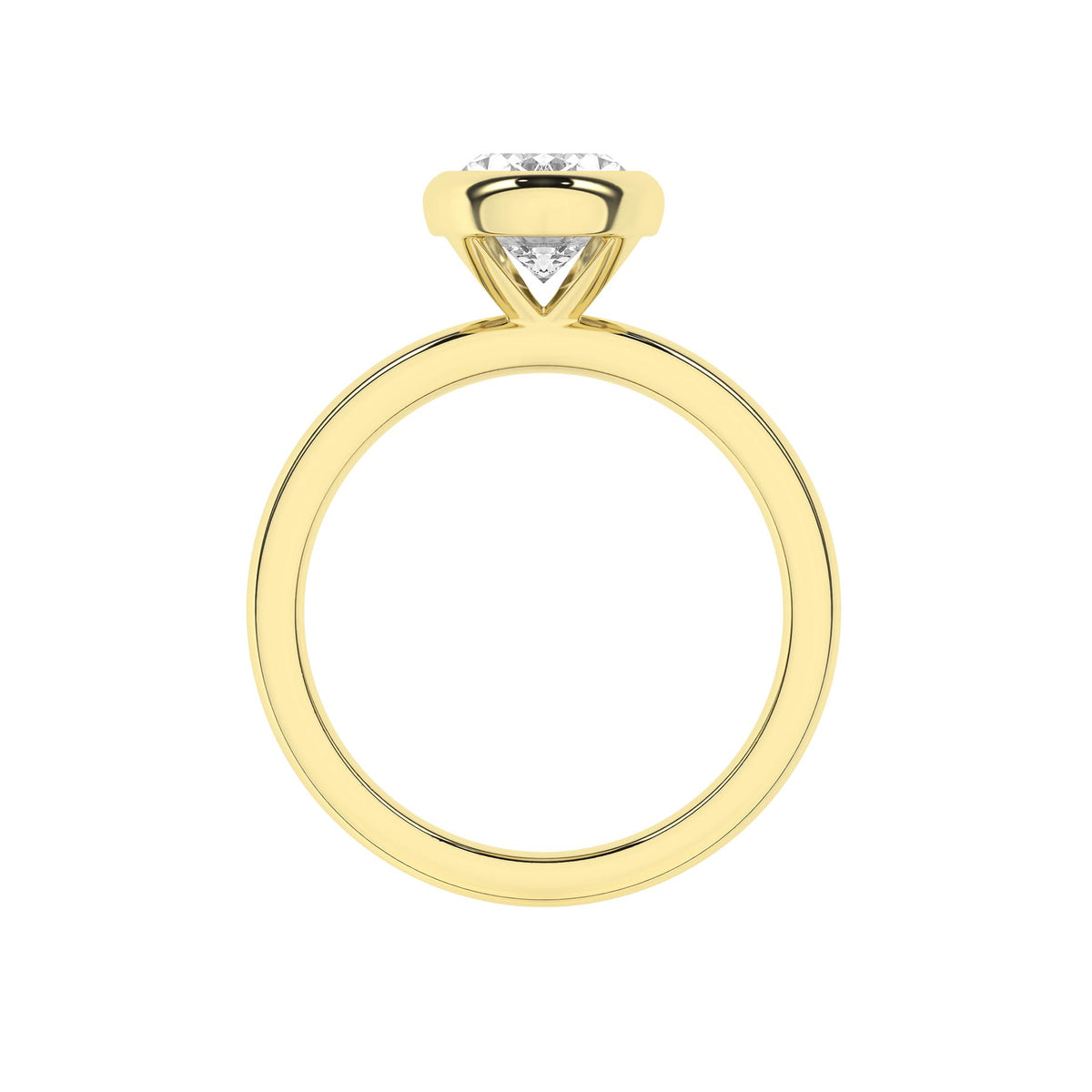 14K Yellow Gold 2.00 Carat Oval Brilliant Cut Lab Grown Diamond Bezel Set Solitaire Engagement Ring