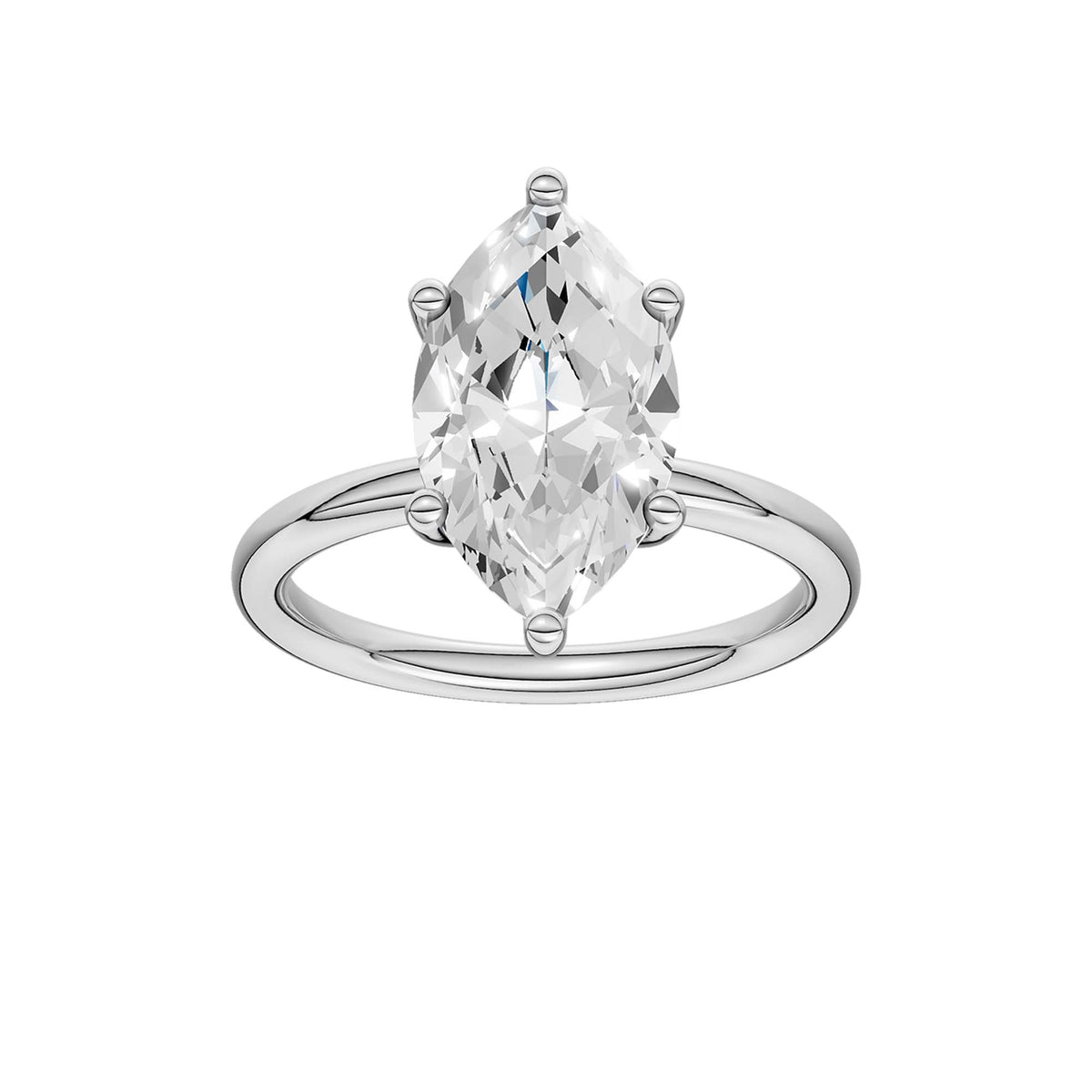 14K White Gold 2.60 Carat Marquise Brilliant Cut Lab Grown Diamond Solitaire Hidden Halo Engagement Ring