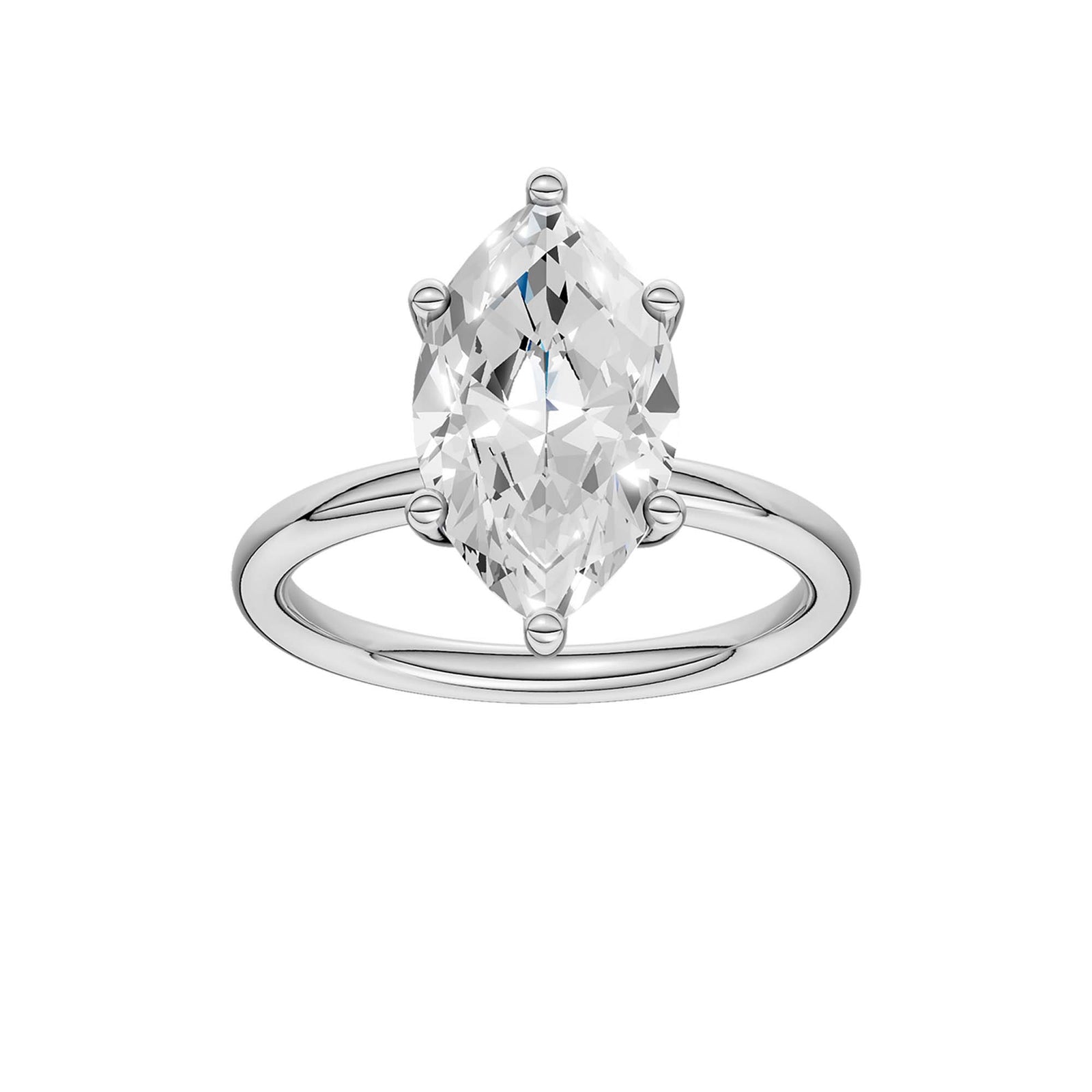 14K White Gold 2.60 Carat Marquise Brilliant Cut Lab Grown Diamond Solitaire Hidden Halo Engagement Ring