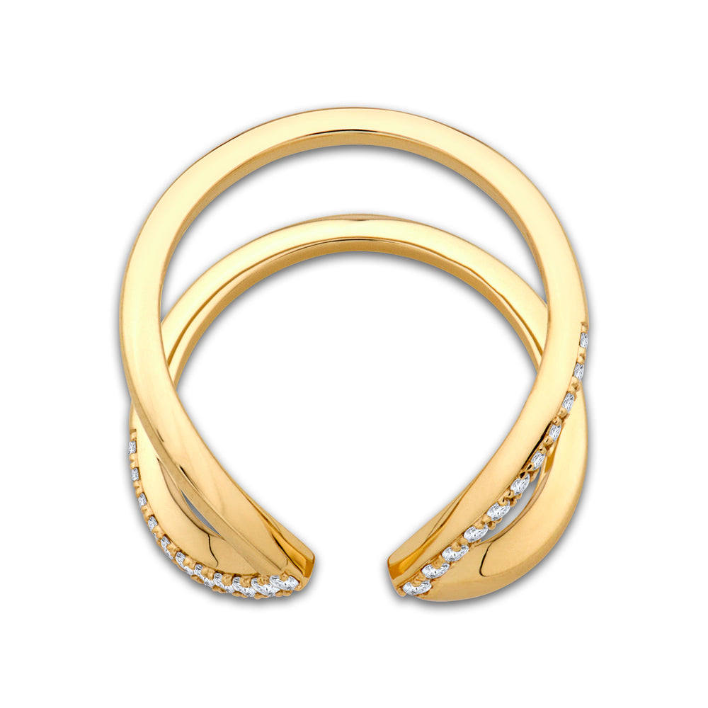14K Yellow Gold 0.23cttw. Diamond Open Crossover Fashion Ring
