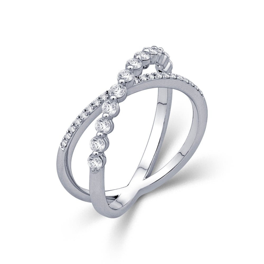 14K White Gold 0.46cttw. Diamond Crossover Fashion Ring