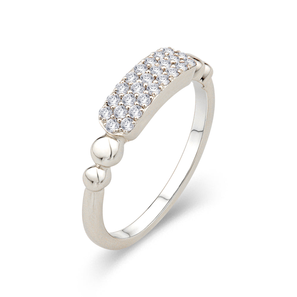 14K White Gold 0.28cttw. Diamond Pavé Top Fashion Ring