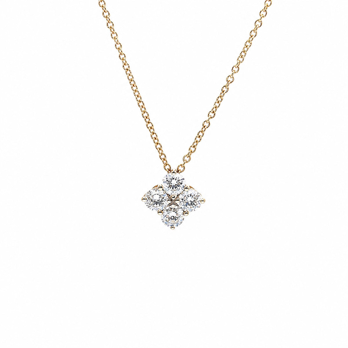 14K Yellow Gold 0.84cttw. Diamond Clover Slide Necklace