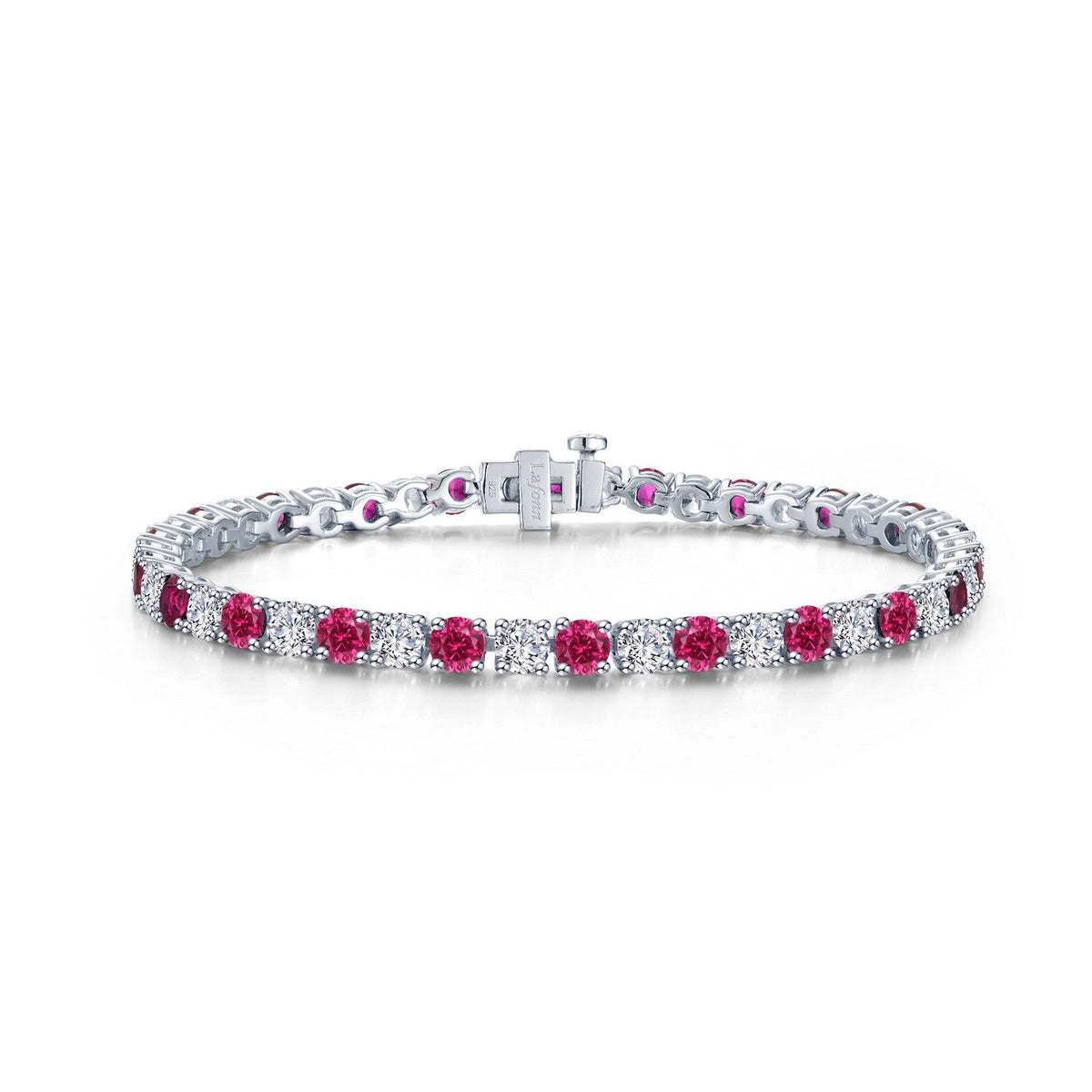 Lafonn Simulated Diamond &amp; Lab Grown Ruby 11.00ct. Classic Tennis Bracelet SYB003RP72