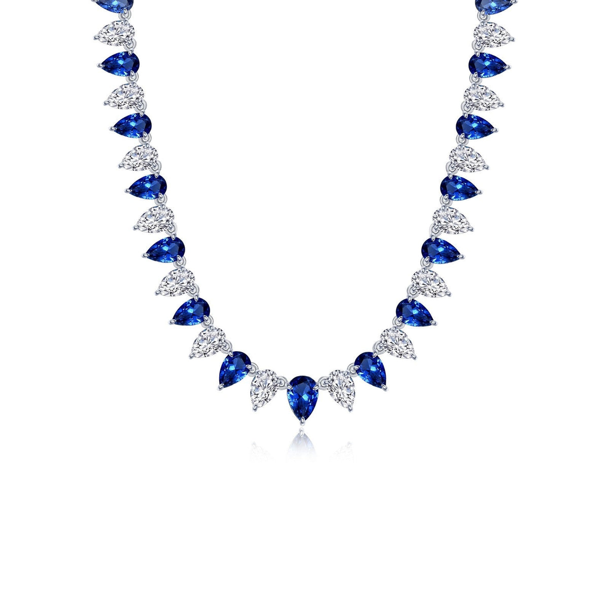 Lafonn Simulated Diamond &amp; Fancy Lab Grown Sapphire 38.00ct. Tennis Necklace SYN029SP16