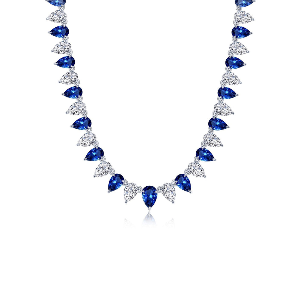 Lafonn Simulated Diamond & Fancy Lab Grown Sapphire 38.00ct. Tennis Necklace SYN029SP16
