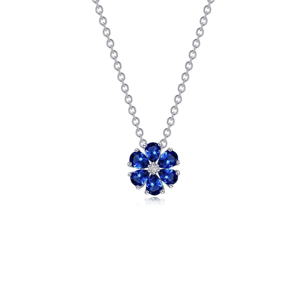 Lafonn Simulated Diamond & Fancy Lab Grown Sapphire Floral Necklace SYP007SP20