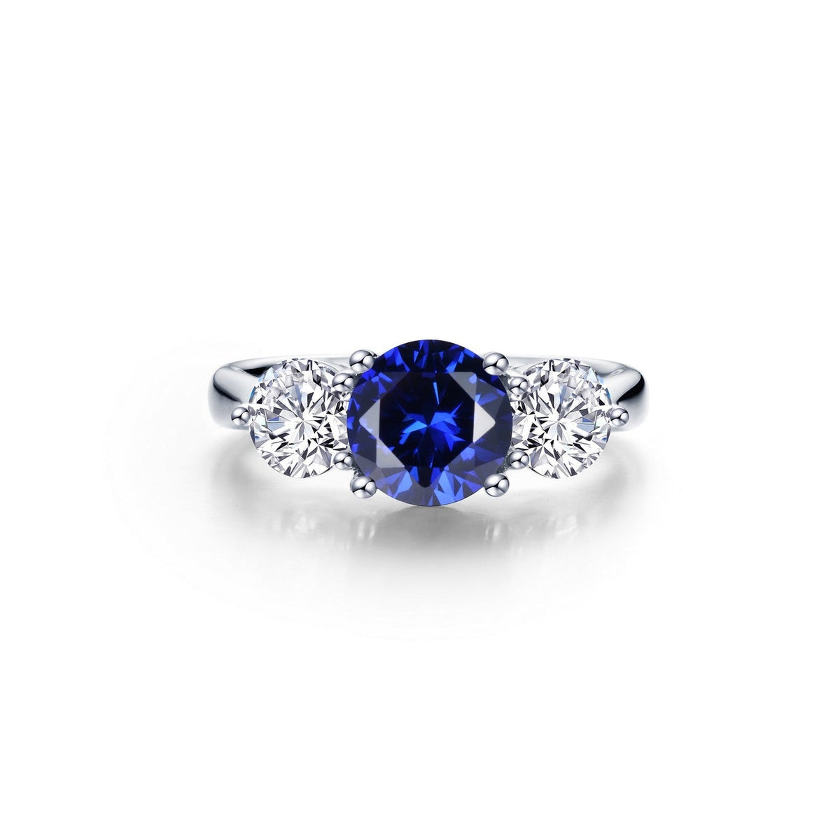 Lafonn Simulated Diamond &amp; Fancy Lab Grown Blue Sapphire Three Stone Ring SYR020SP