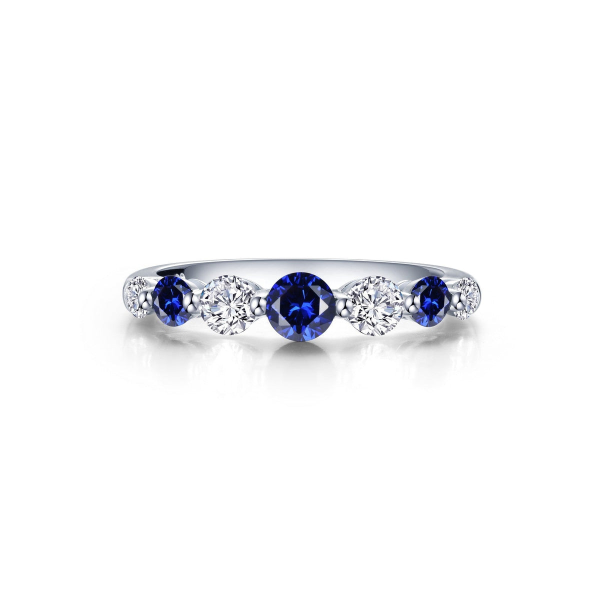 Lafonn Simulated Diamond &amp; Fancy Lab Grown Blue Sapphire Half Eternity Ring SYR021SP