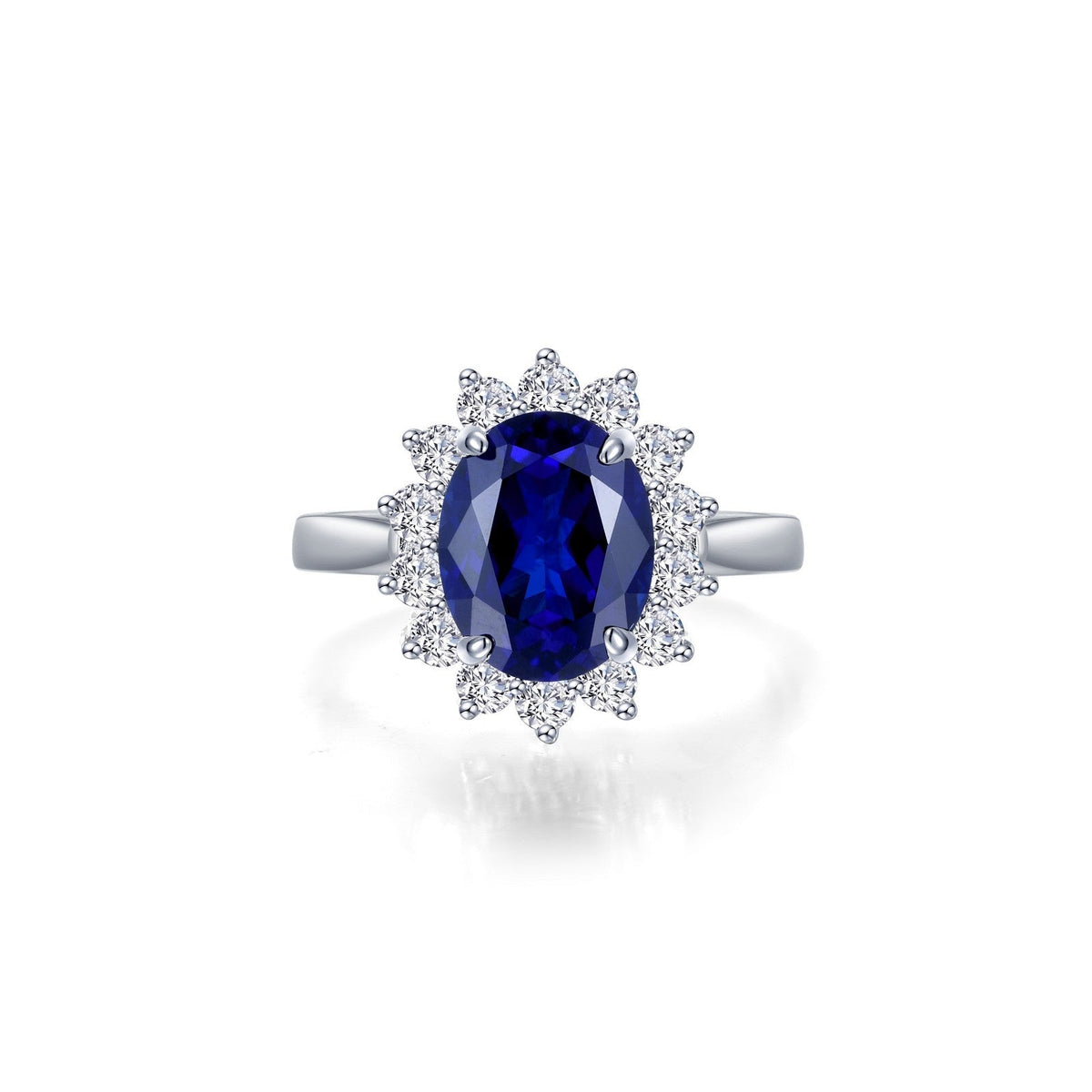 Lafonn Simulated Diamond &amp; Fancy Lab Grown Blue Sapphire Halo Fashion Ring SYR022SP