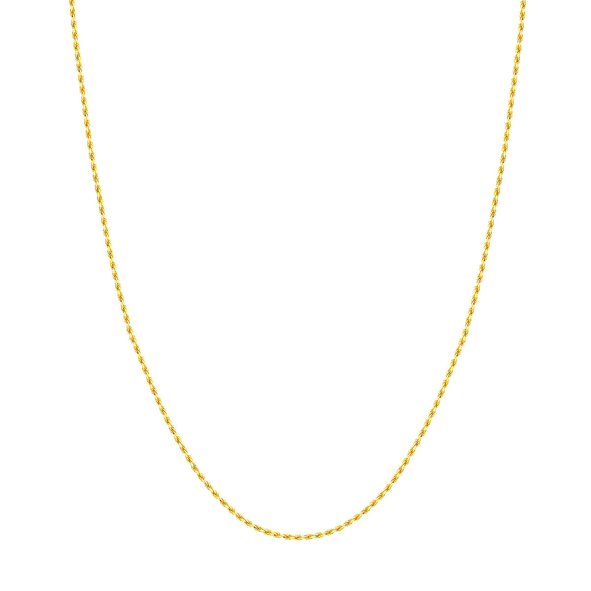 14K Yellow Gold 1.50mm Solid Diamond Cut Rope Chain with Lobster Lock