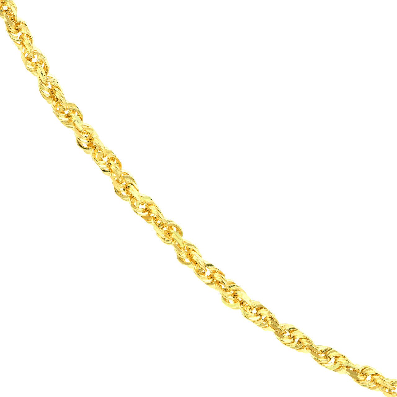14K Yellow Gold 1.50mm Solid Diamond Cut Rope Chain with Lobster Lock