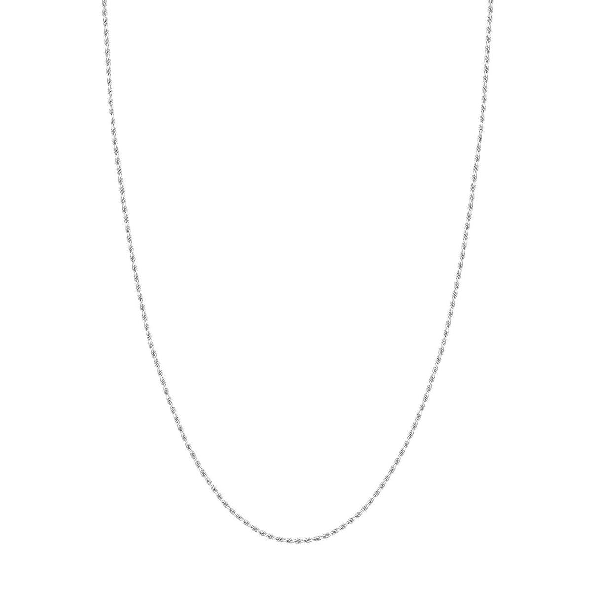 14K White Gold 1.75mm Solid Diamond Cut Rope Chain with Lobster Lock