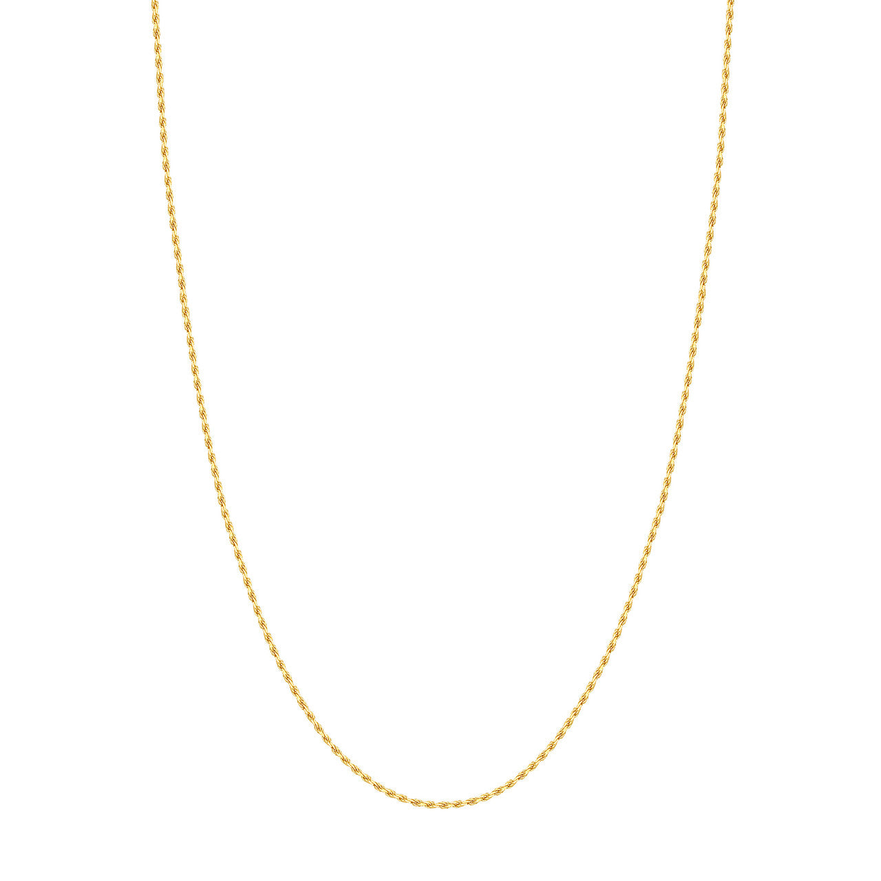 14K Yellow Gold 1.75mm Solid Diamond Cut Rope Chain with Lobster Lock