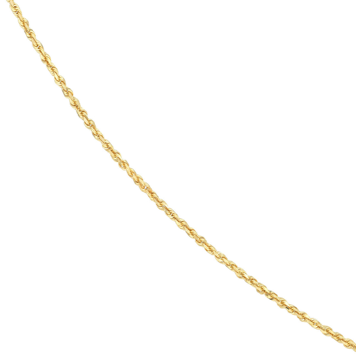 14K Yellow Gold 1.75mm Solid Diamond Cut Rope Chain with Lobster Lock