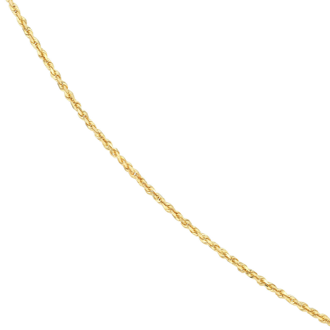 14K Yellow Gold 1.75mm Solid Diamond Cut Rope Chain with Lobster Lock