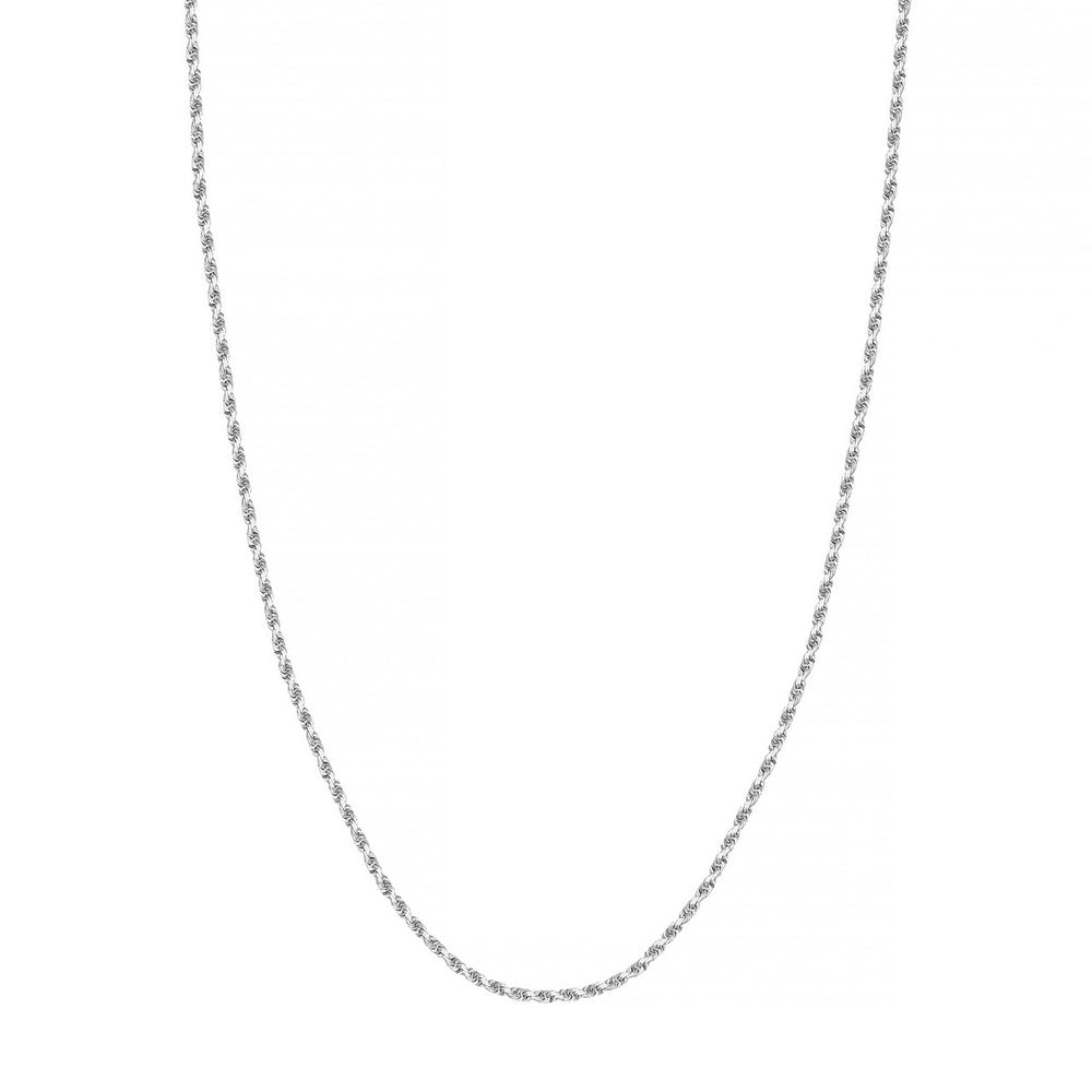 14K White Gold 2.00mm Solid Diamond Cut Rope Chain with Lobster Lock