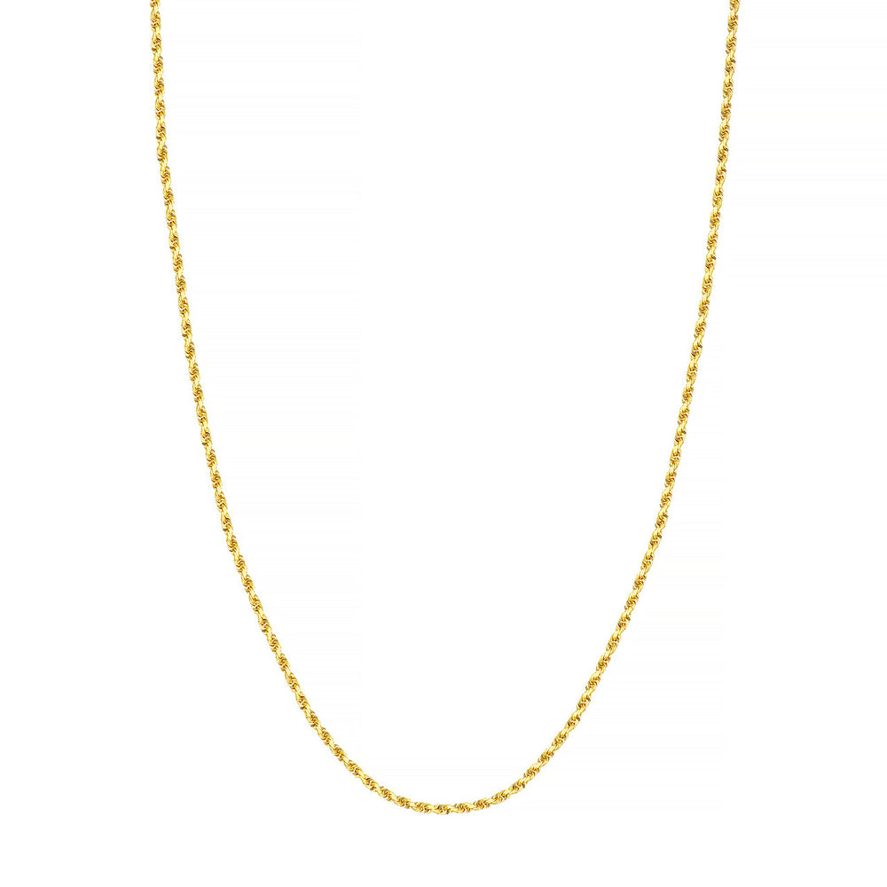 14K Yellow Gold 2.00mm Solid Diamond Cut Rope Chain with Lobster Lock