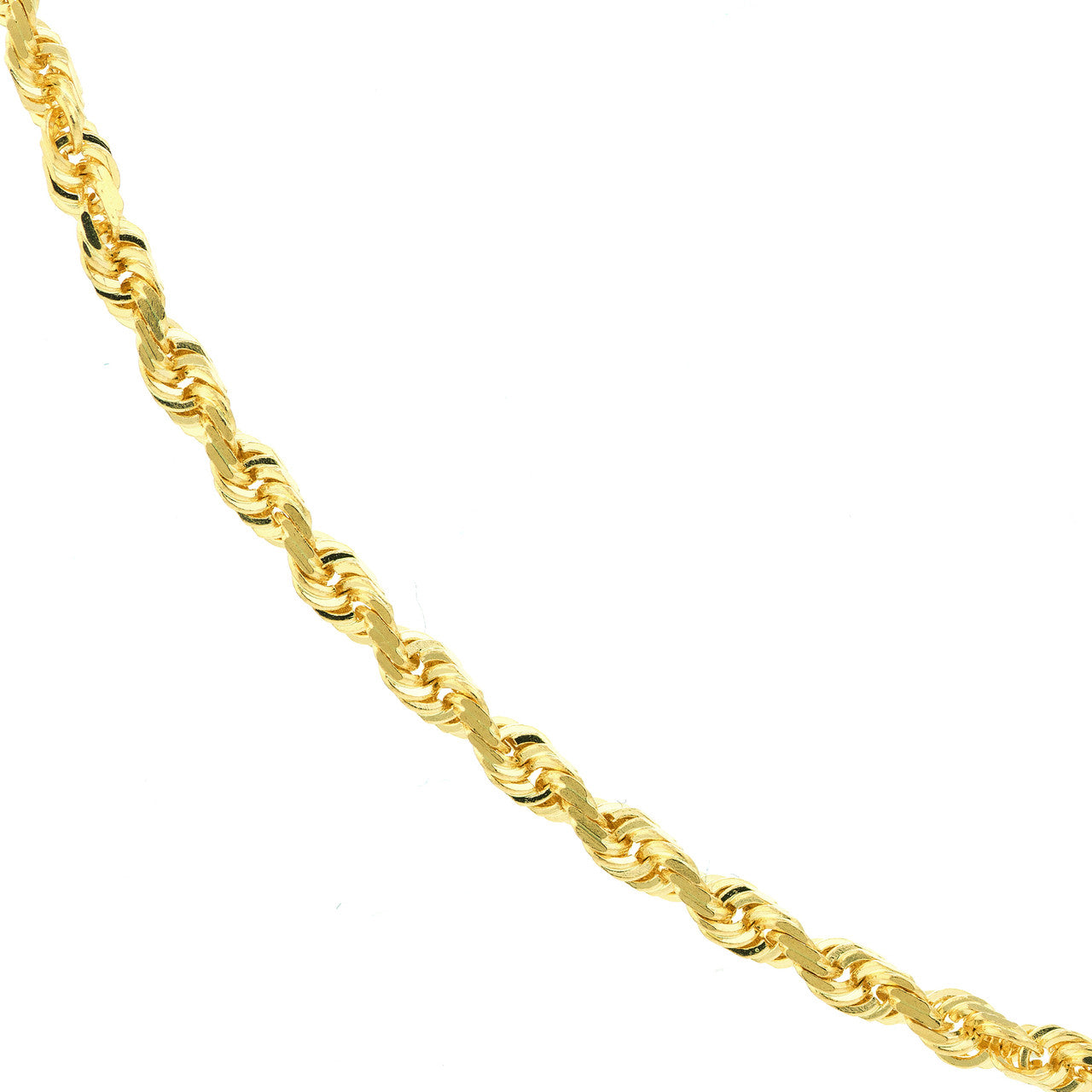 14K Yellow Gold 2.00mm Solid Diamond Cut Rope Chain with Lobster Lock