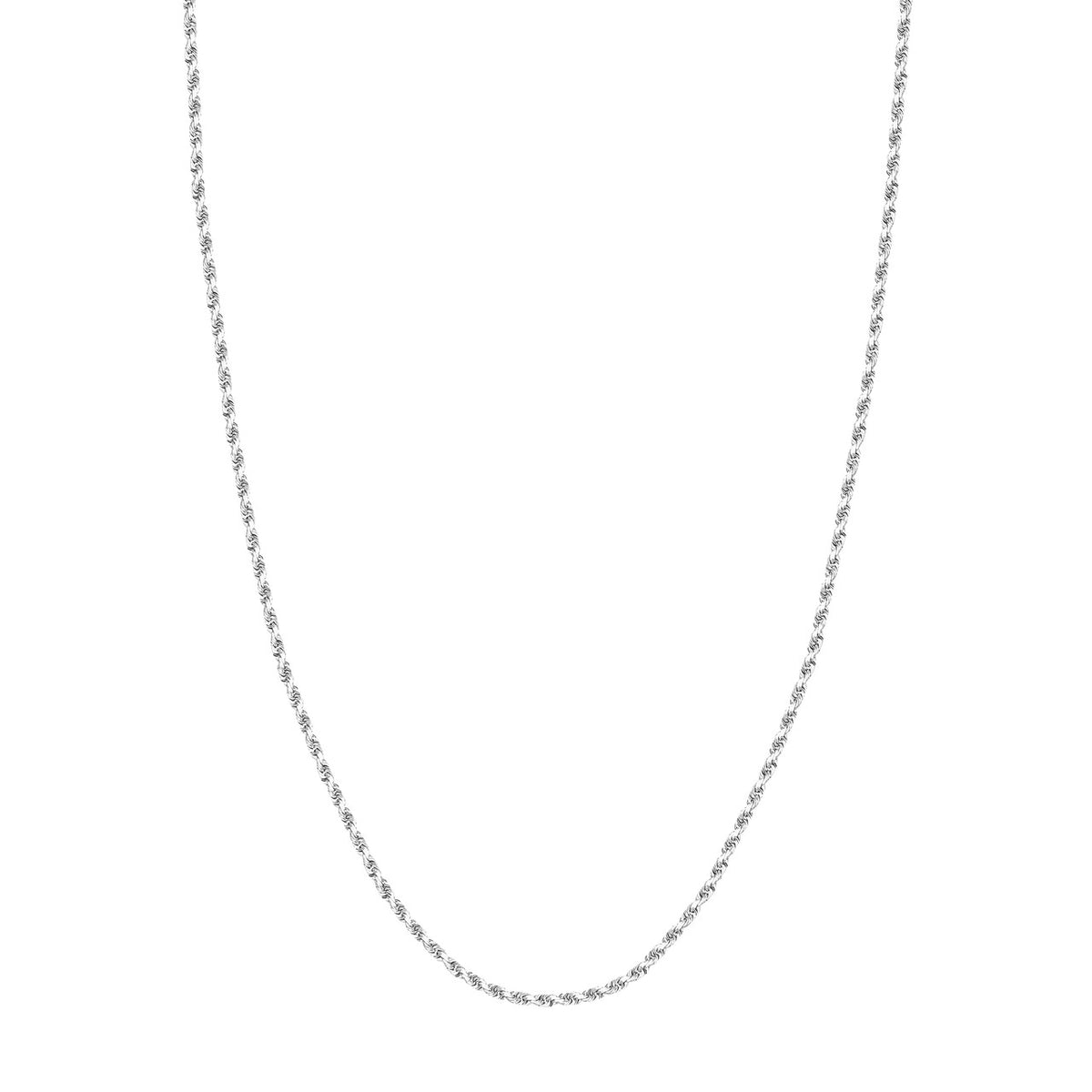 14K White Gold 2.25mm Solid Diamond Cut Rope Chain with Lobster Lock