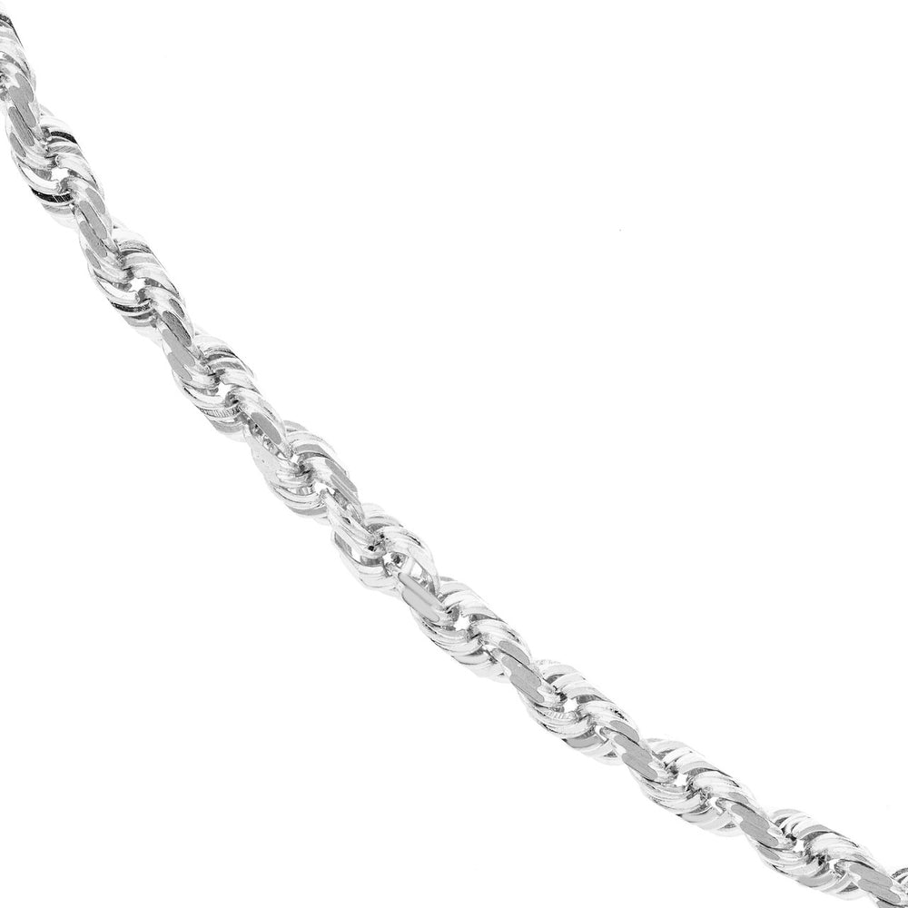14K White Gold 2.25mm Solid Diamond Cut Rope Chain with Lobster Lock