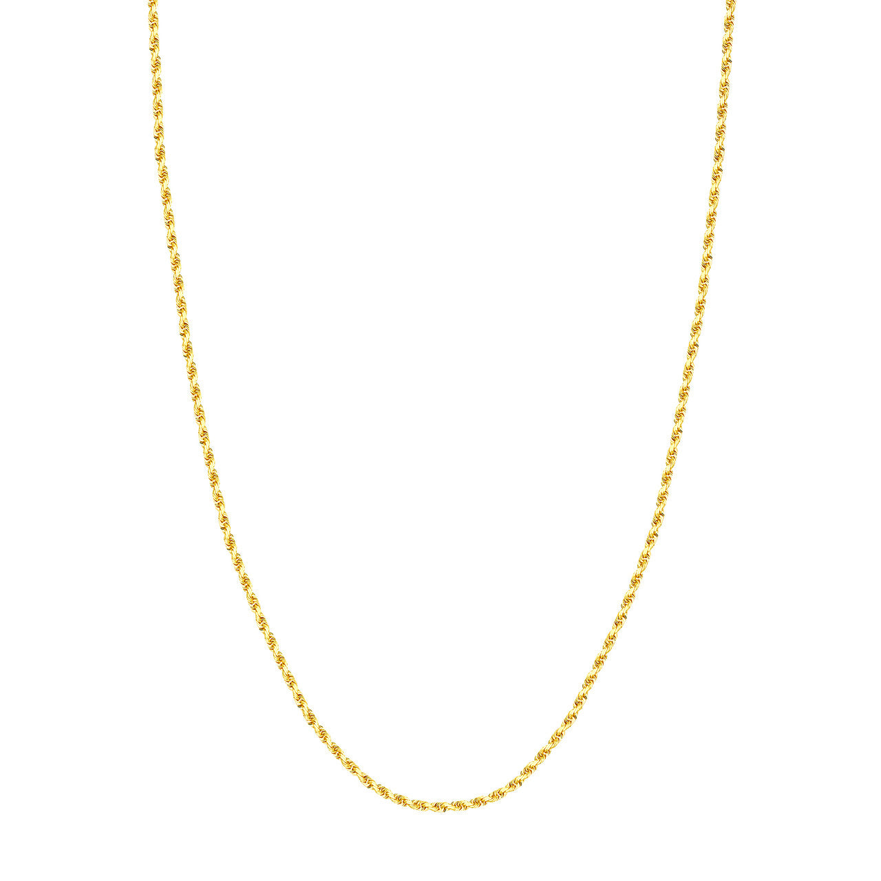 14K Yellow Gold 2.25mm Solid Diamond Cut Rope Chain with Lobster Lock