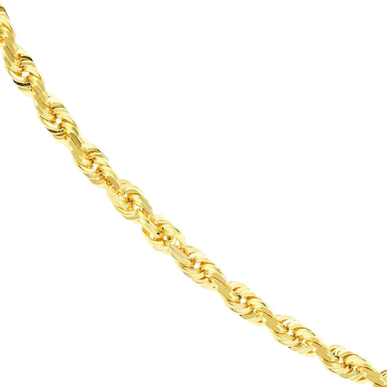 14K Yellow Gold 2.25mm Solid Diamond Cut Rope Chain with Lobster Lock