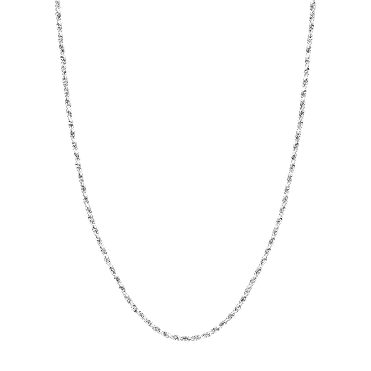14K White Gold 2.75mm Solid Diamond Cut Rope Chain with Lobster Lock