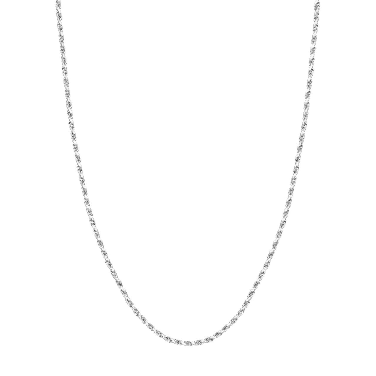 14K White Gold 2.75mm Solid Diamond Cut Rope Chain with Lobster Lock