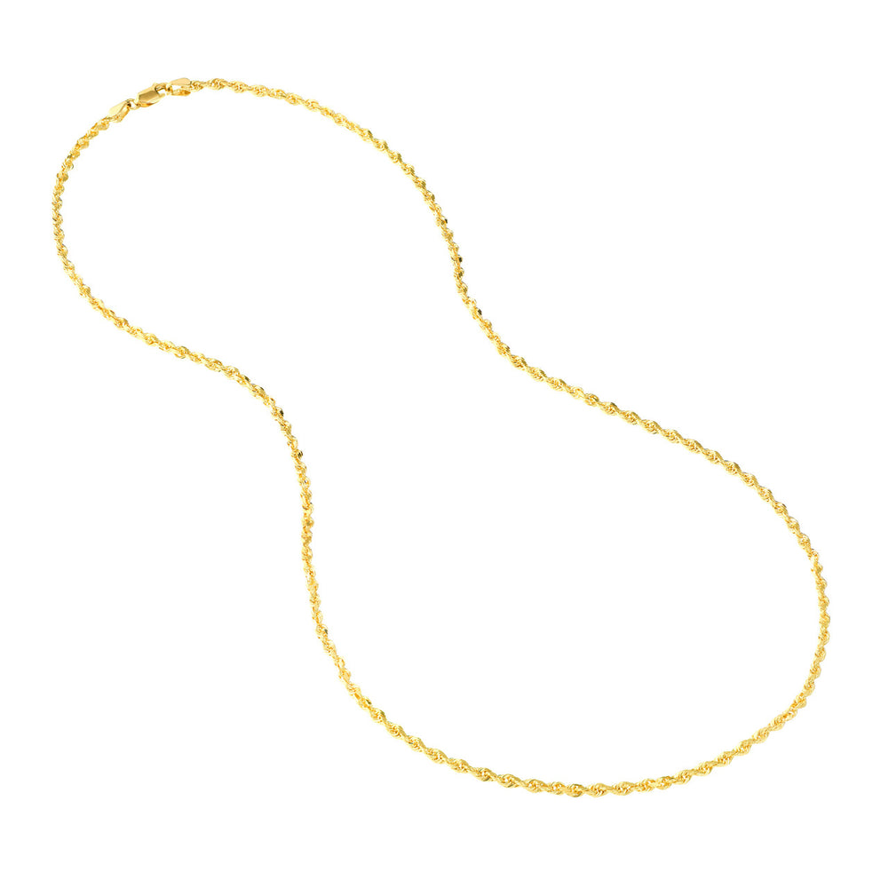 14K Yellow Gold 2.75mm Solid Diamond Cut Rope Chain with Lobster Lock