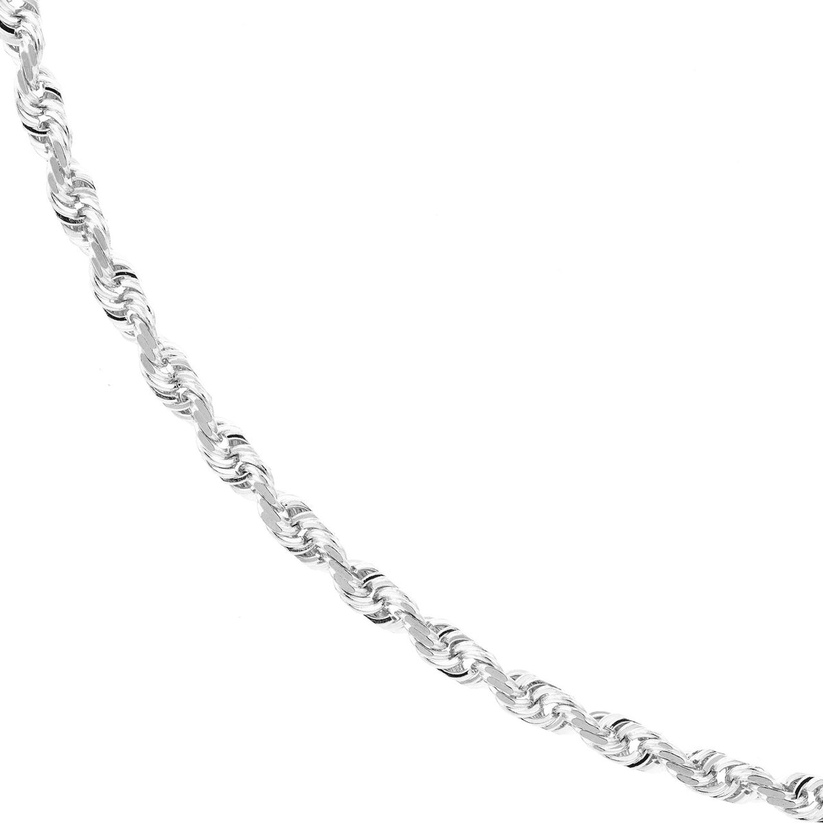 14K White Gold 2.75mm Solid Diamond Cut Rope Chain with Lobster Lock