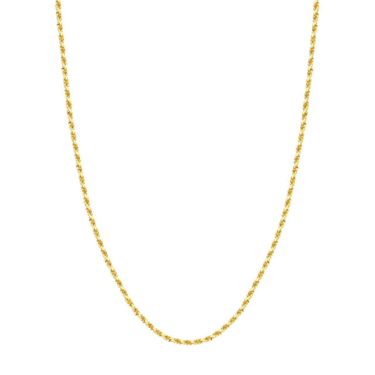 14K Yellow Gold 2.75mm Solid Diamond Cut Rope Chain with Lobster Lock