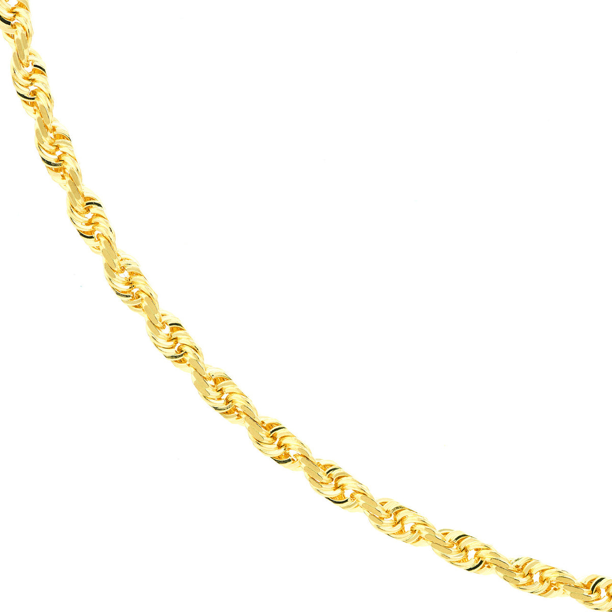 14K Yellow Gold 2.75mm Solid Diamond Cut Rope Chain with Lobster Lock