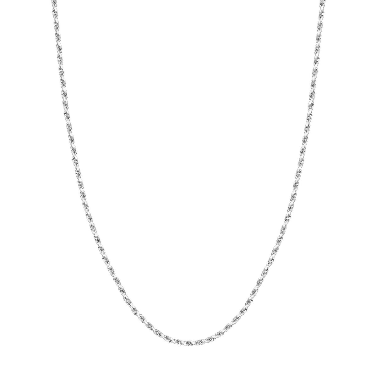 14K White Gold 3.00mm Solid Diamond Cut Rope Chain with Lobster Lock