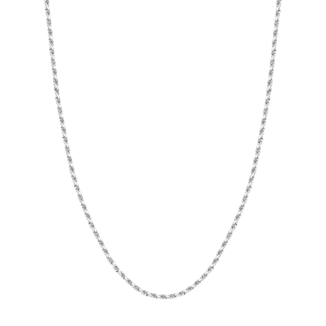 14K White Gold 3.00mm Solid Diamond Cut Rope Chain with Lobster Lock